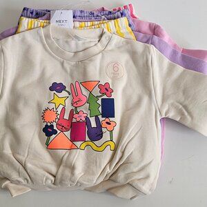 Next Baby Girls 6 piece Green Sweatshirt & Wide Leg Trousers Set Size 9-12 Mont